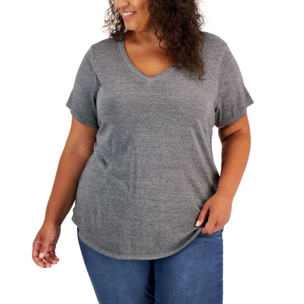 Style & Co Plus Size Solid Burnout T-Shirt